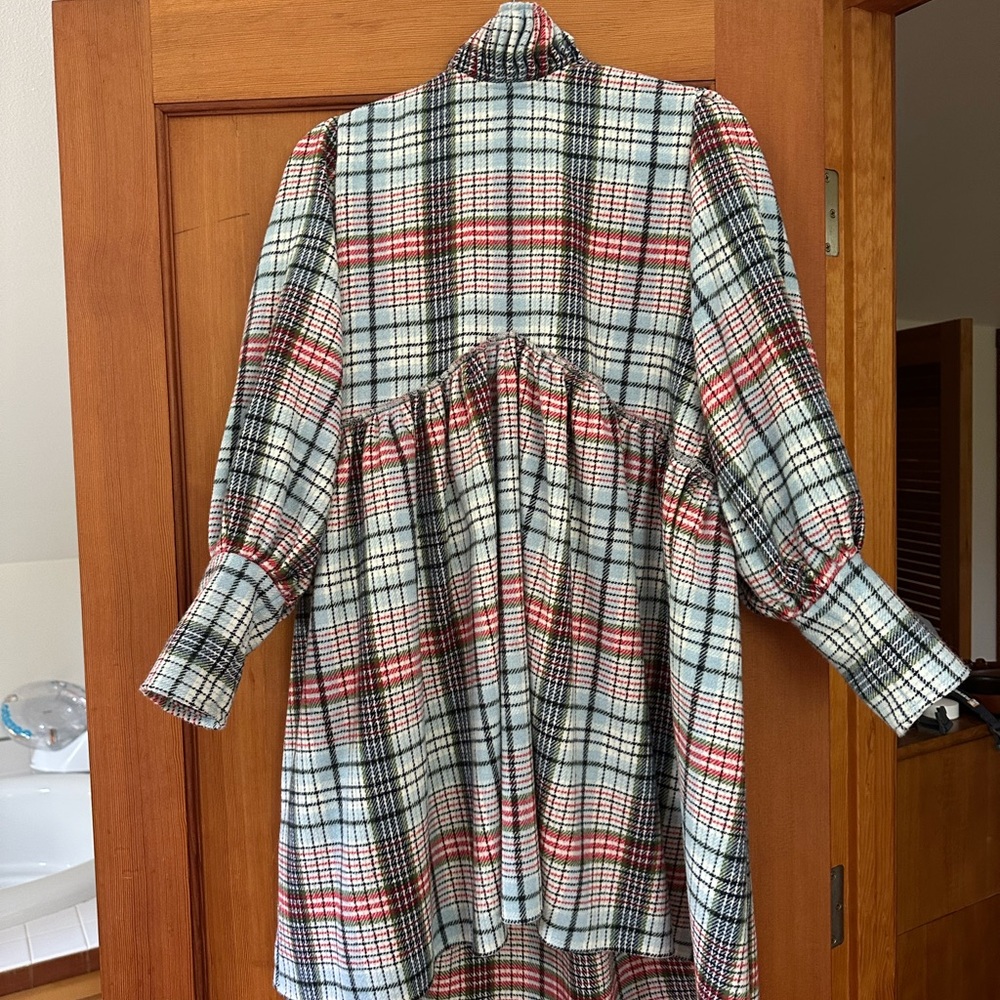 Maison Cleo size S/ FR 36 plaid ruffle collar dress